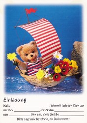 SCLc Einlad3002 Einladung Teddy im Segelboot