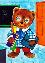 VKXc oN S004 (3D-Augen)Teddy in der Schule