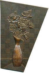 Plakette Vase mit Rosen (19x26)(-)(B)